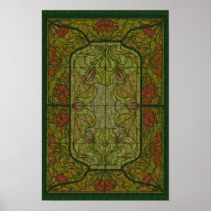 Poster d'art Floral en verre verni
