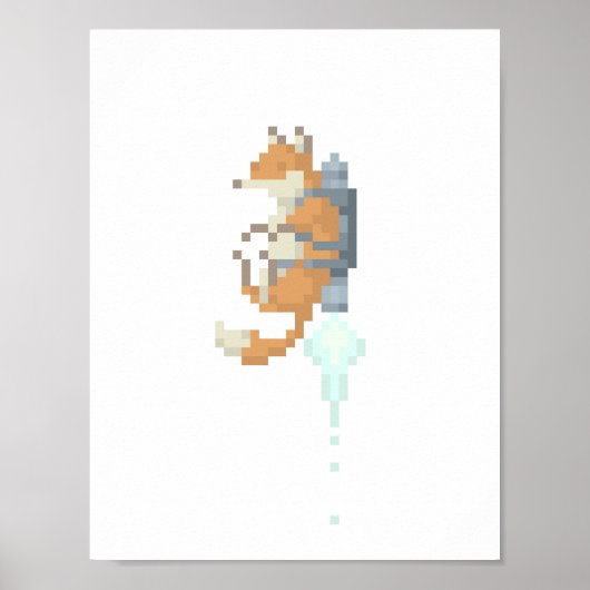 Poster d'art Fox Jetpack Pixel (Devant)