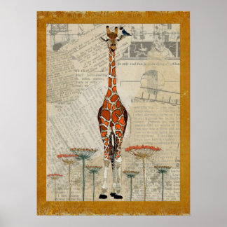 Poster d'art GIRAFFE & INDIGO BIRD
