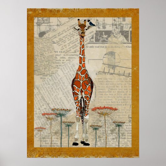 Poster d'art GIRAFFE & INDIGO BIRD (Devant)