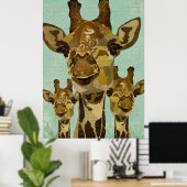 Poster d'art Golden Damask Giraffes (Bureau à domicile)