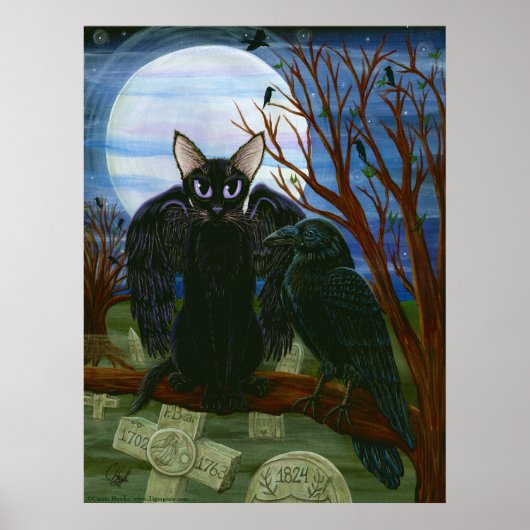 Poster d'art gothique de Raven's Moon Black Cat Cr (Devant)