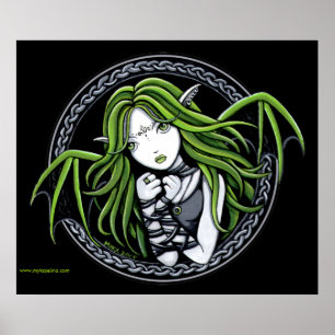 Poster d'art gothique Green Bat Fairy