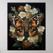 Poster D'Art Gothique Moth Et Fleurs (Devant)