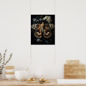Poster D'Art Gothique Moth Et Fleurs (Cuisine)