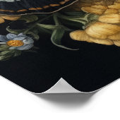 Poster D'Art Gothique Moth Et Fleurs (Coin)