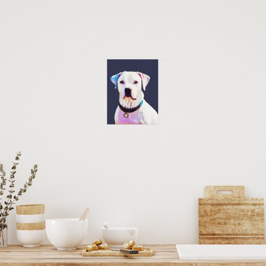 Poster d'art graphique de Chien taureau blanc (Cuisine)