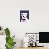 Poster d'art graphique de Chien taureau blanc (Bureau à domicile)