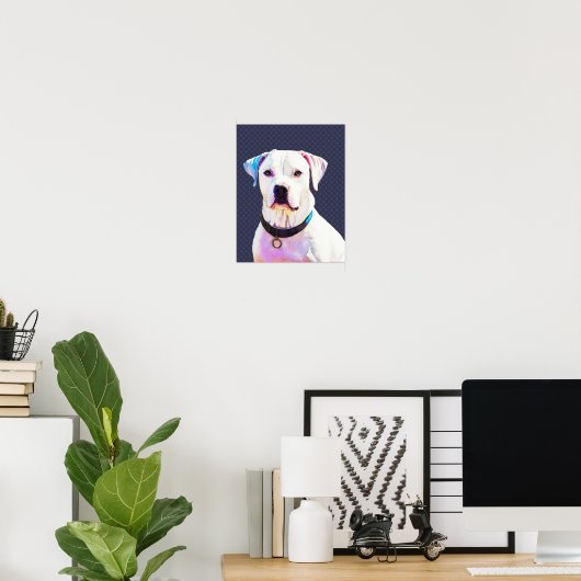 Poster d'art graphique de Chien taureau blanc (Bureau à domicile)