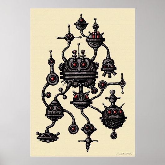 poster d'art graphique robotique cool (Devant)