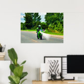 Poster d'art Green Powerbike Highway Riding (Bureau à domicile)