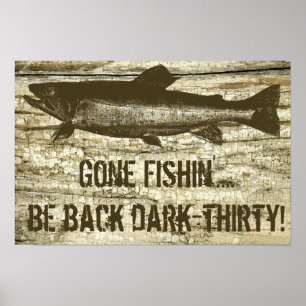 Poster d'Art Humoristique Pêche Gone Fish Thème Ar