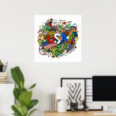 Poster d'art illustratif USA (Bureau à domicile)