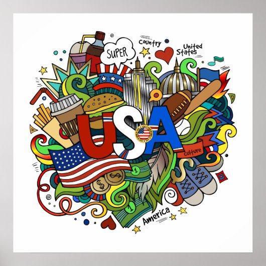 Poster d'art illustratif USA (Devant)