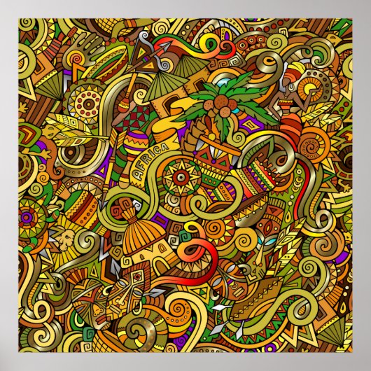 Poster d'art illustré Afrique (Devant)