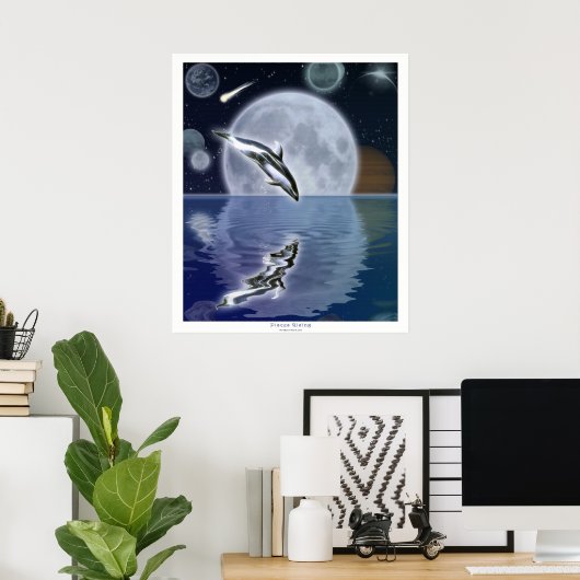 Poster d'art Imaginaire DOLPHIN & MOON II (Bureau à domicile)