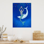 Poster d'art imaginaire Dolphin Moon Mermaid (Cuisine)