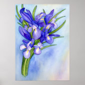 Poster d'art Iris Vase Aquarelle Peinture (Devant)