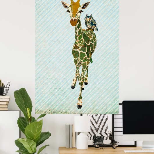Poster d'art Jade Giraffe & Owl (Bureau à domicile)