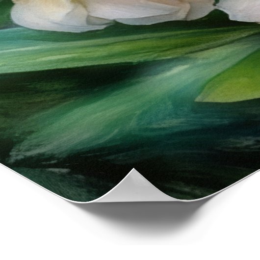 Poster d'art Jardin Fleurs Blanches et Rouges (Coin)