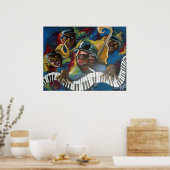 Poster d'art Jazz Bass Trumpet Piano (Cuisine)