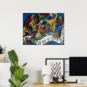 Poster d'art Jazz Bass Trumpet Piano (Bureau à domicile)