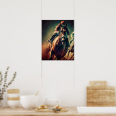 Poster d'art Jockey Retro Style Horse Racing (Cuisine)