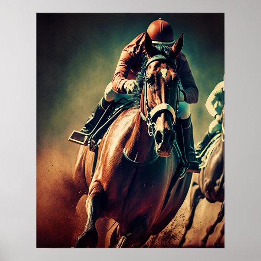 Poster d'art Jockey Retro Style Horse Racing (Devant)
