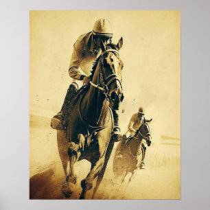 Poster d'art Jockey Vintage Style Horse Racing