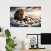 Poster d'art Lion et agneau (Bureau à domicile)