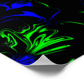Poster d'Art Liquide Bleu, Noir, Vert (Coin)