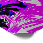 Poster D'Art Liquide Bleu, Rose, Noir Et Blanc #3 (Coin)