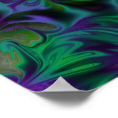 Poster d'Art Liquide Bleu, Vert, Noir, Violet (Coin)