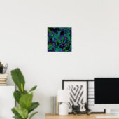 Poster d'Art Liquide Bleu, Vert, Noir, Violet (Bureau à domicile)