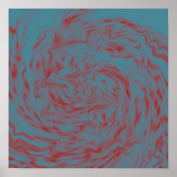Poster D'Art Liquide turquoise Et Rouge