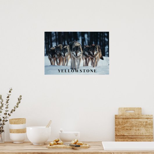 Poster d'art Loups de Yellowstone (Cuisine)