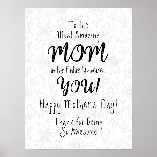 Poster d'art Maman mignonne Calligraphie (Devant)