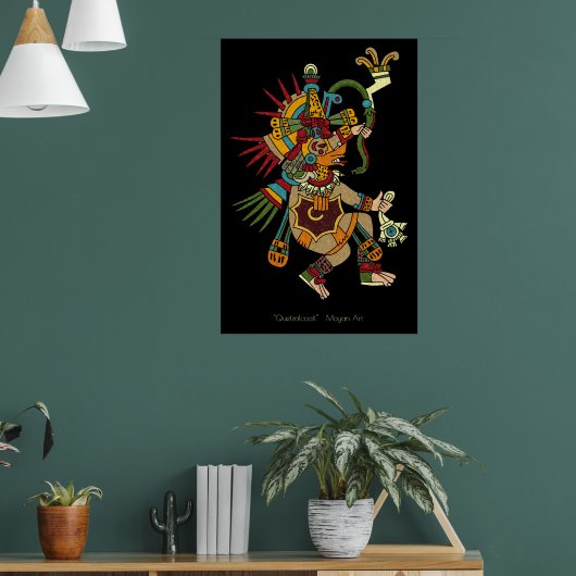Poster d'art maya Quetzalcoatl avec cadre (Salon 1)