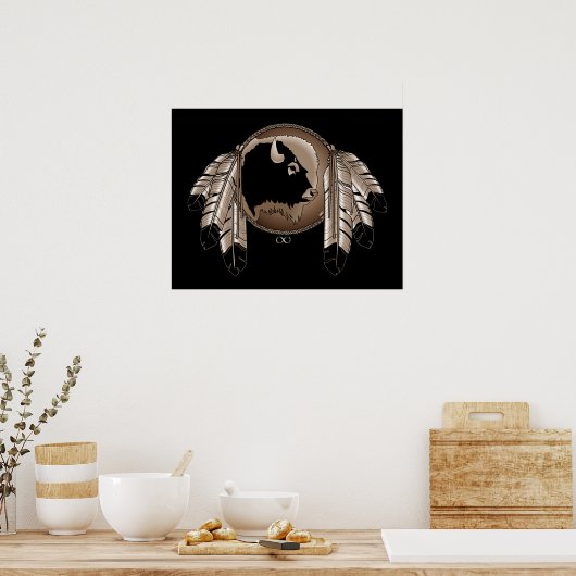 Poster d'art Metis Spirit Animal Native Print Post (Cuisine)