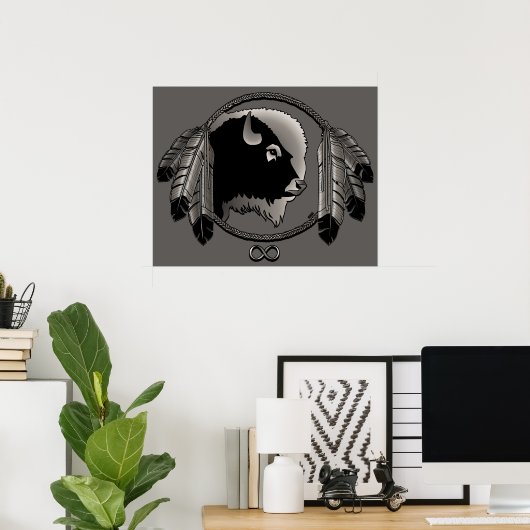 Poster d'art Metis Spirit Animal Native Print Post (Bureau à domicile)