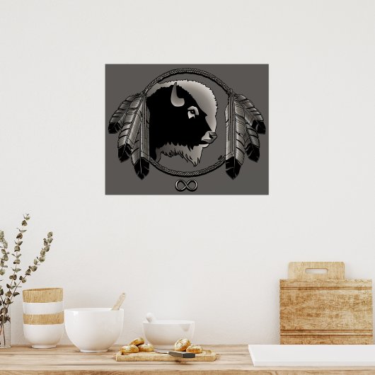 Poster d'art Metis Spirit Animal Native Print Post (Cuisine)