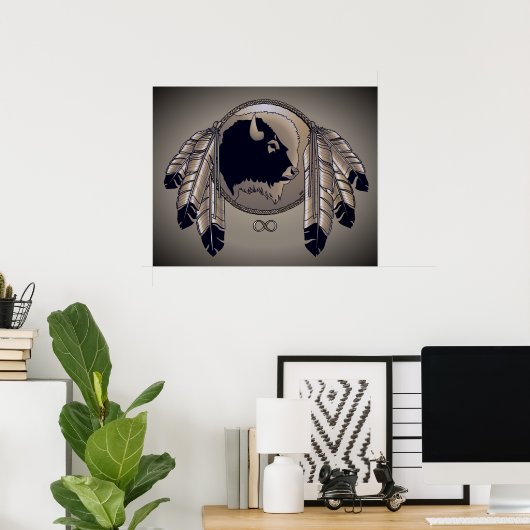 Poster d'art Metis Spirit Animal Native Print Post (Bureau à domicile)