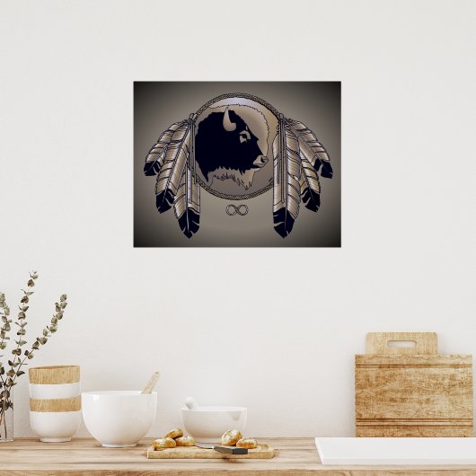 Poster d'art Metis Spirit Animal Native Print Post (Cuisine)