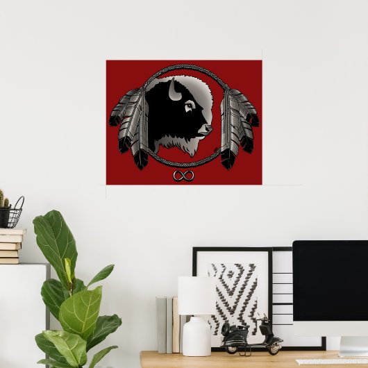 Poster d'art Metis Spirit Animal Native Print Post (Bureau à domicile)