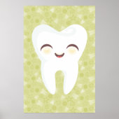 Poster d'art mignonne Tooth on Green Motif Wall (Devant)
