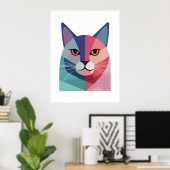 Poster d'art moderne avec chat rose 2 (Bureau à domicile)