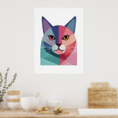 Poster d'art moderne avec chat rose 2 (Cuisine)