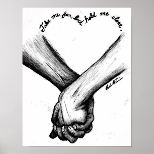 Poster d'art mural amour citation et dessin au fus (Devant)