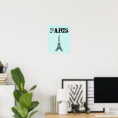 Poster d'art mural Aqua Black Tour Eiffel Imprimer (Bureau à domicile)