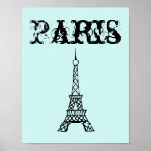 Poster d'art mural Aqua Black Tour Eiffel Imprimer (Devant)